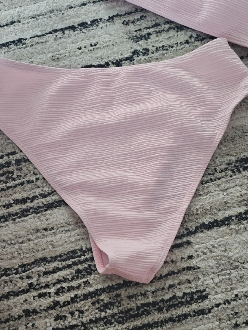 SHEIN Light Pink Ribbed Twist Bandeau Bikini Set - Picture 2 of 4